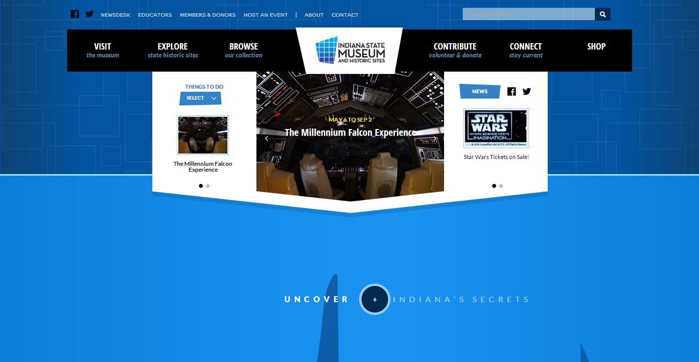 Screenshot of the Indiana State Museum website as built.